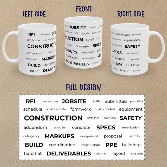 Construction Engineer Word Cloud Mug