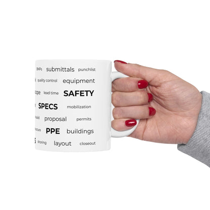 Construction Engineer Word Cloud Mug