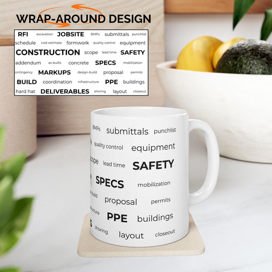 Construction Engineer Word Cloud Mug