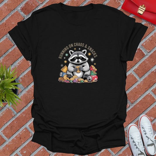 Running On Chaos & Snacks Raccoon T-Shirt