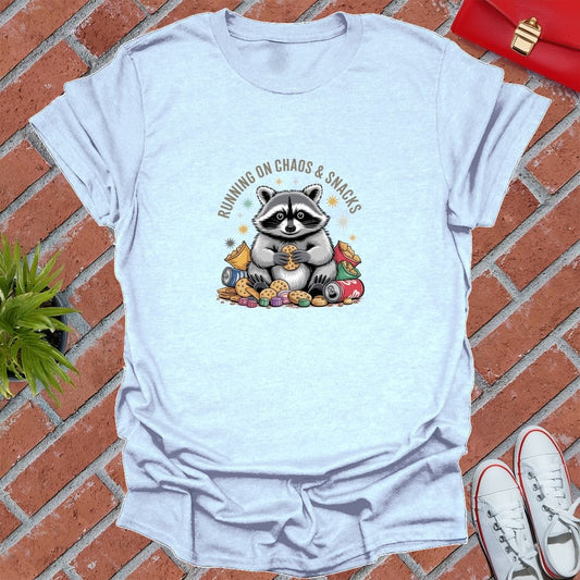 Running On Chaos & Snacks Raccoon T-Shirt
