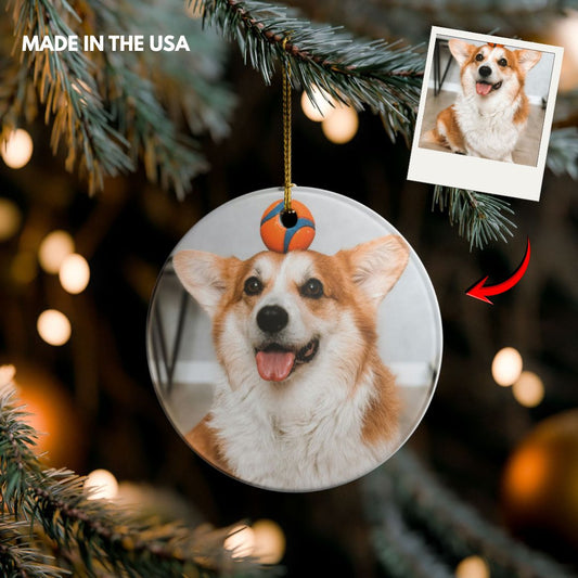 Personalized Family Photo Ornament — Custom Name & Year Ceramic Holiday Decoration 2025