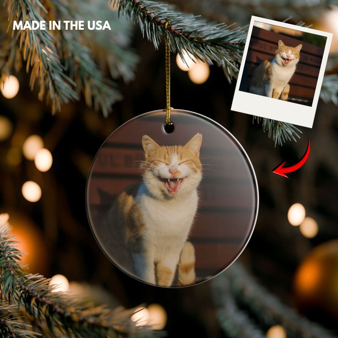 Personalized Family Photo Ornament — Custom Name & Year Ceramic Holiday Decoration 2025